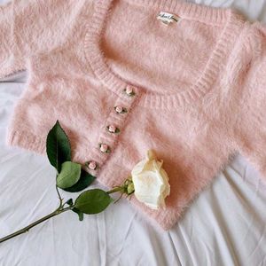 🌹 Rosebotton Design High Waist U Neck Sweater