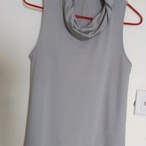 Streachable Silver Grey High Neck Top