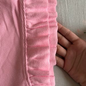 H&M Flutter Sleeve Pastel Pink Top