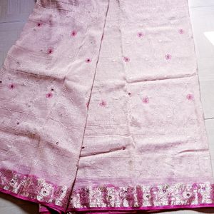 Light Pink Saree With Stitched Blouse