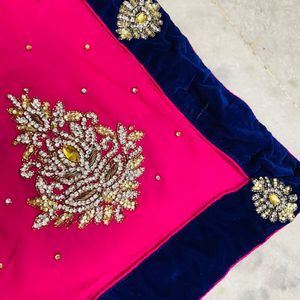 Pink Diamond Work Heavy Saree With Blouse