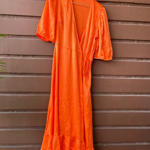 Maxi Dress Or Shrug Orange Color