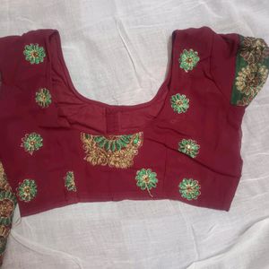 Maroon Lehenga Style Saree With Blouse