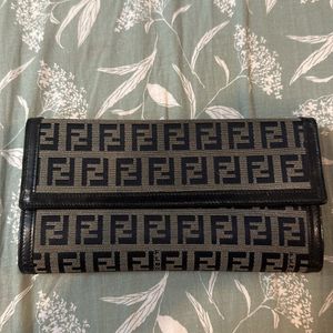 Fendi Grey Zucchino Canvas Wallet