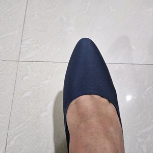 Navy Blue Satin Pumps