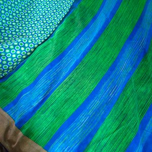 🟢🌀 Vibrant Seagreen Saree 🌀🟢