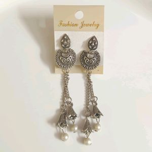 Oxidised Pearl Earrings