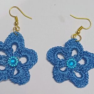 Blue Crochet Earrings