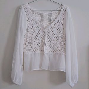 Korean Chiffon Crochet Top