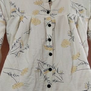 White Flower Print Shirt