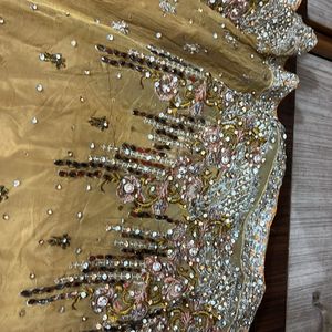 Pakistani Original Golden Heavy Embroidered Dress