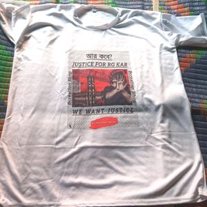 Men Regular Fit White Tshirt Justice For RG KAR