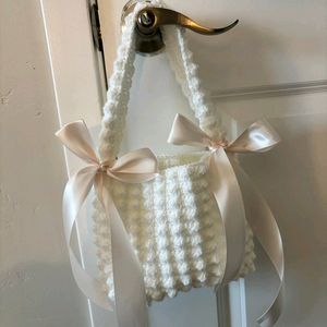 Crochet Ribbon Popcorn Bag