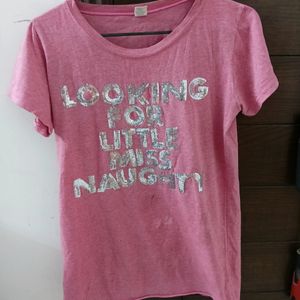 Printed Pink T-Shirt Casual Wear