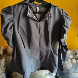 Sale! Sale!! Balloon Top (Grey) With Neck Des