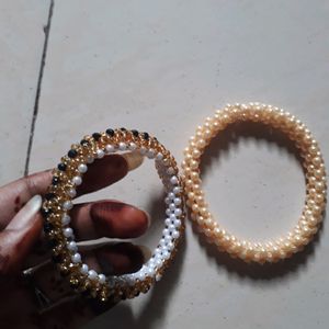 2 Handmade Peral Bangles Of Different Types