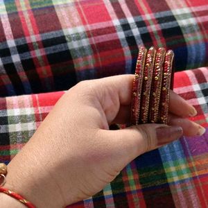 Maroon Colour Glass Bangles Set Of 4