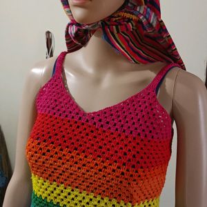 Summer Collection Multicolored Chrochet Top