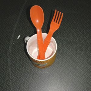 🔥Coffee Mug With🥳Fork And Spoon