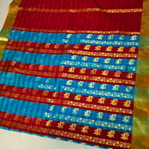 Multi Colour Pure Kanjeevaram Silk Saree