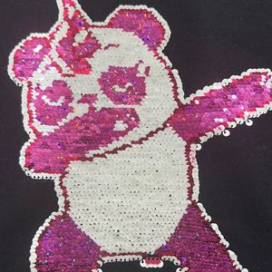 Girls T-shirt With Sequence Panda Design