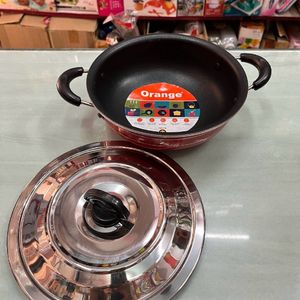 Non-stick Deep Kadai With Steel Lid