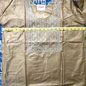 Sequence Neck Work Stitched Copper Kurta