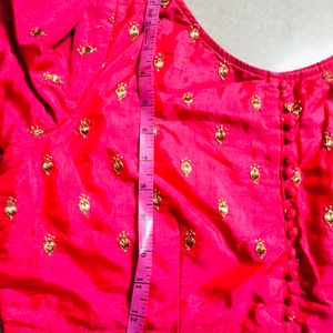 Pink Brocade Blouse+ Blue Designer Blouse+Sequence