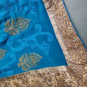 Beautiful Saree Embroidery Work Sare With Blouse