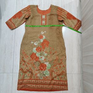 Beautiful Mustard And Peach Kurti