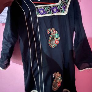 Black Kurti  With Designer Work