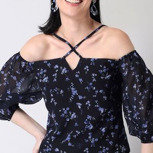 Faballey Blue Floral Top