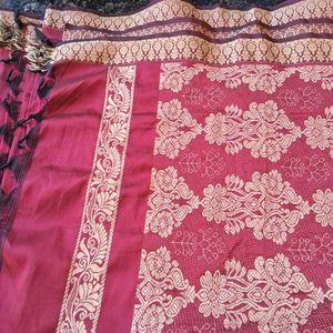 New Poly Silk Saree, Red-brown Mixed Colour