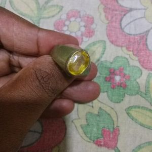 Nice Brass Pukhraj Stone Ring.