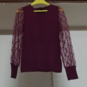 Beautiful Net Sleeves Sweater