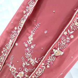 Unstitched Designer Handwork Kurta Set With Dupatta