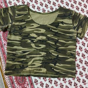 Camouflage Print Crop Tshirt