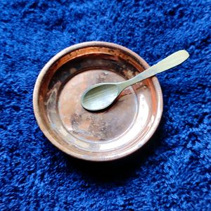 Laddu Gopal Copper Puja Plate And Brass Spoon Tiny