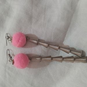 Long Pink Hanging Earring