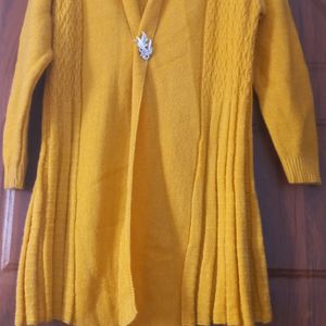 Yellow Women Sweater Free Size