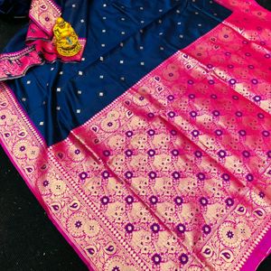 *Lichi silk saree with zari weaving work*