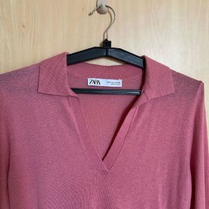 Zara Pink Polo Sweater