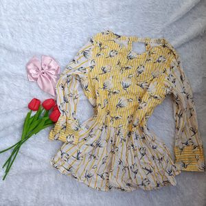 AND Cute Floral Yellow Top