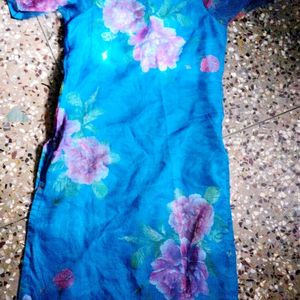 Organza Lbow Hands Kurthi Un Used  Floral Print