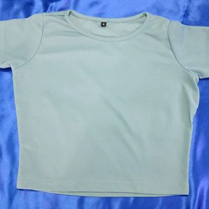 Sea Green Crop Top For Daily wear