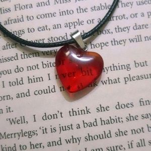 Y2k Glass Heart Pendant With Cord