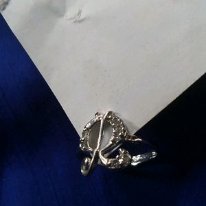 R Initial Silver Ring