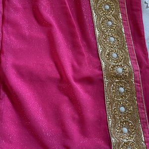 Pink Saree With Fancy Work Border