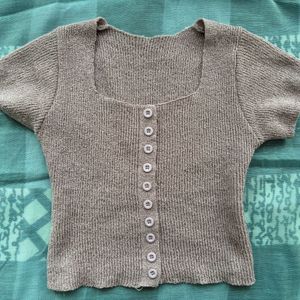 Knitted Crop Top For Casual Wear