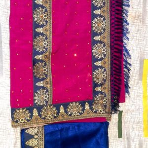 Wedding Party Wear Sequin Heavy Border Saree